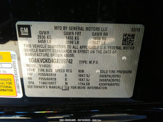 2016 Buick Enclave, VIN: 5GAKVCKD4GJ289742