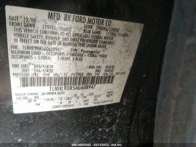 Lincoln MKS 2010 1LNHL9DR5AG608947 Image 10