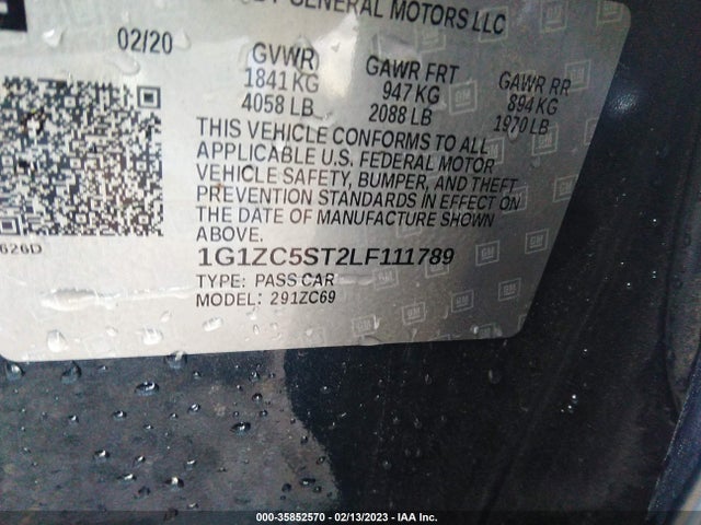 Chevrolet MALIBU LS 2020 1G1ZC5ST2LF111789 Image 9