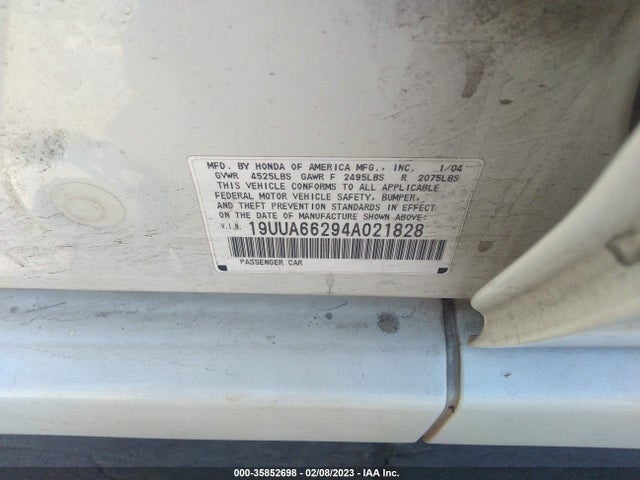 Acura TL 2004 19UUA66294A021828 Image 10