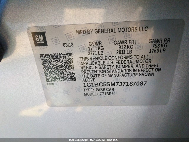 Chevrolet CRUZE LS 2018 1G1BC5SM7J7187087 Image 10