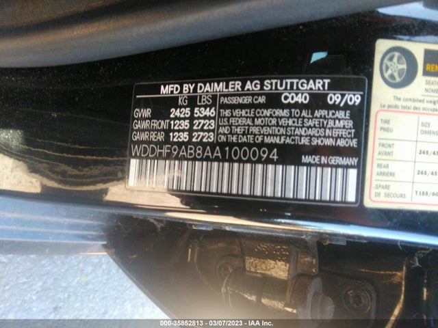 2010 MERCEDES-BENZ E-CLASS E 550 VIN: WDDHF9AB8AA100094