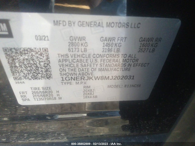 Chevrolet Traverse Rs 2021 1GNERJKW8MJ202031 Image 10