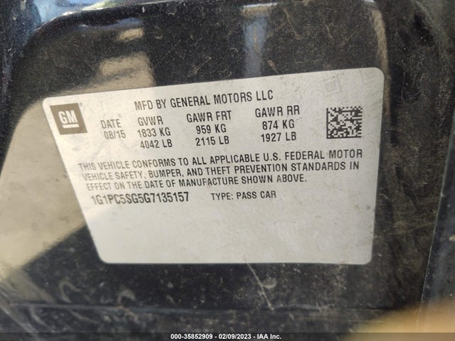 Chevrolet Cruze Limited Ls 2016 1G1PC5SG5G7135157 Image 9