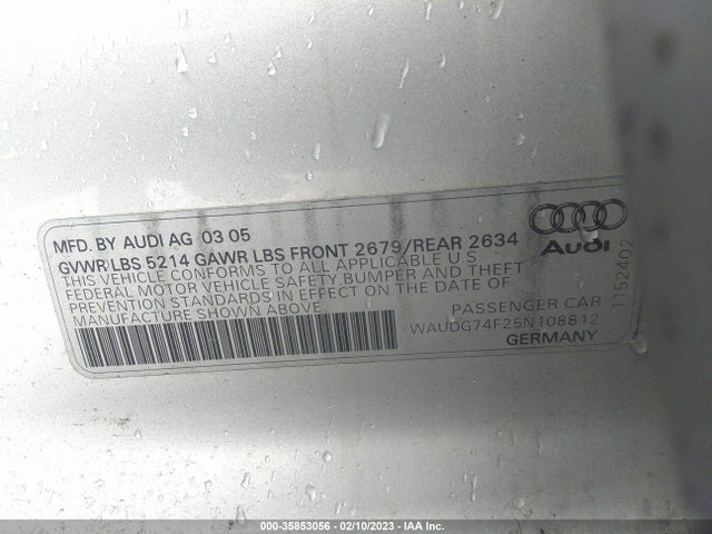 WAUDG74F25N108812 Audi A6