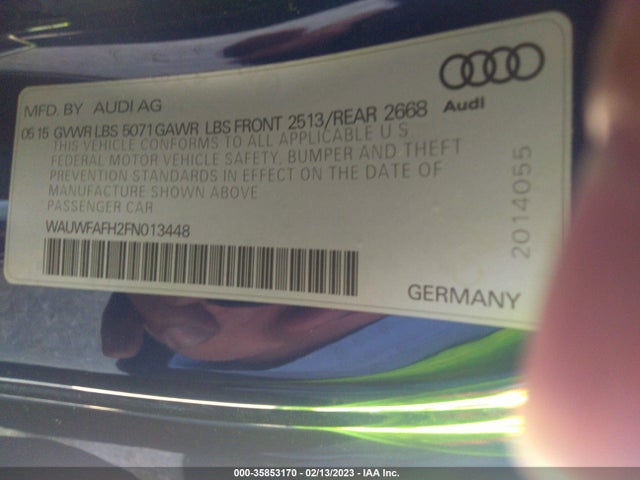 2015 Audi A5, VIN: WAUWFAFH2FN013448
