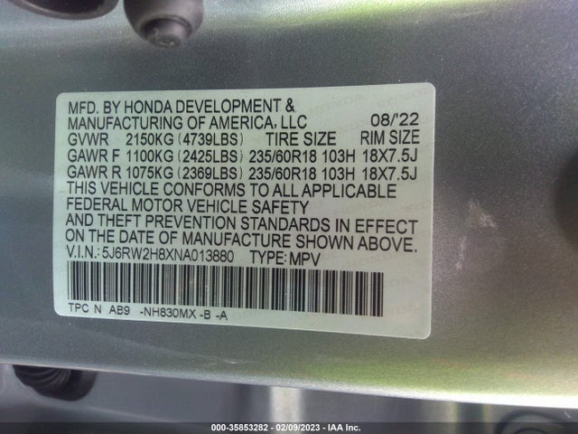 Honda CR-V 2022 5J6RW2H8XNA013880 Image 10
