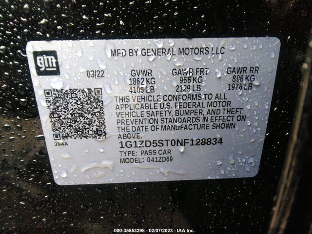 Chevrolet MALIBU LT 2022 1G1ZD5ST0NF128834 Image 9