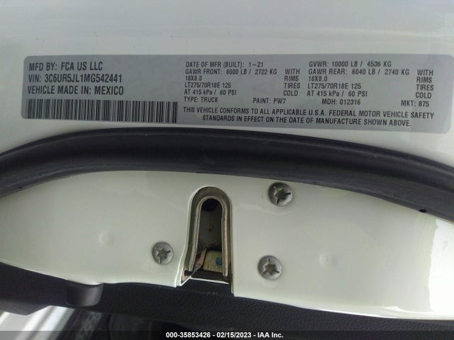 2021 Ram 2500, VIN: 3C6UR5JL1MG542441