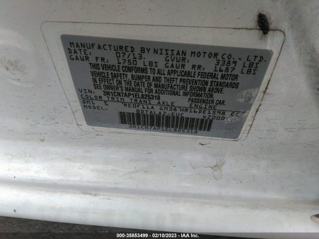 Nissan Versa S Plus 2014 3N1CN7AP1EL825318 Image 9