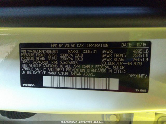 YV4162UM7K2095401 Volvo Xc40 R-design