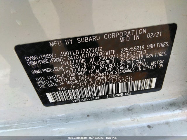 2021 Subaru Crosstrek, VIN: JF2GTDNC4MH325386