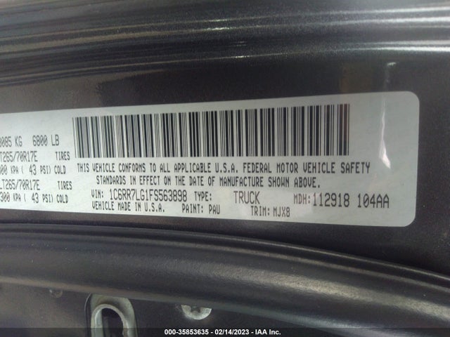 2015 Ram 1500, VIN: 1C6RR7LG1FS563898
