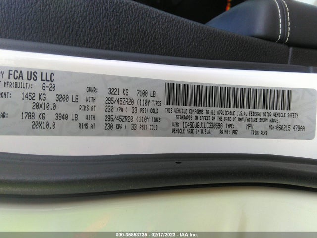 Dodge Durango Srt 2020 1C4SDJGJ1LC330590 Image 9