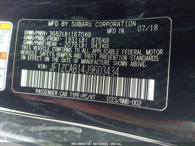 2018 Subaru BRZ, VIN: JF1ZCAB14J9603434