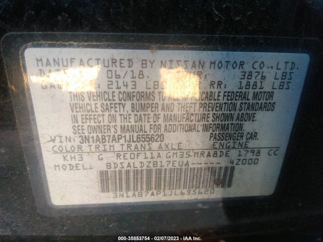 2018 Nissan Sentra, VIN: 3N1AB7AP1JL655620