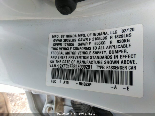 Honda Civic Sedan Ex 2020 19XFC1F38LE009291 Image 9