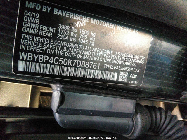 2019 BMW i3, VIN: WBY8P4C50K7D88761
