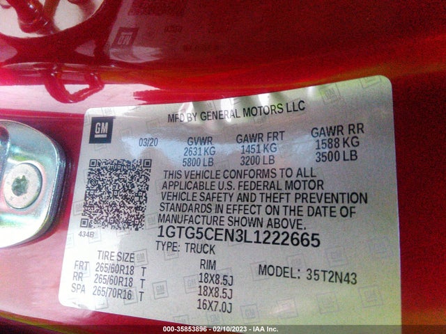 GMC Canyon 2wd Sle 2020 1GTG5CEN3L1222665 Image 11