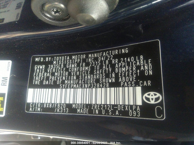 Toyota COROLLA LE 2022 5YFEPMAEXNP328428 Image 10