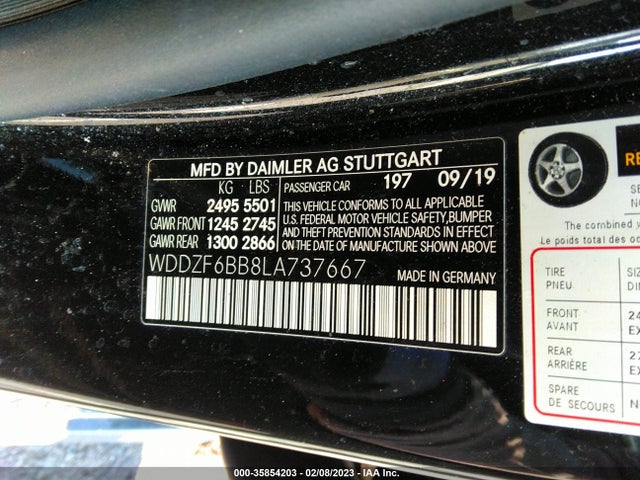 2020 MERCEDES-BENZ E-CLASS AMG E 53 VIN: WDDZF6BB8LA737667