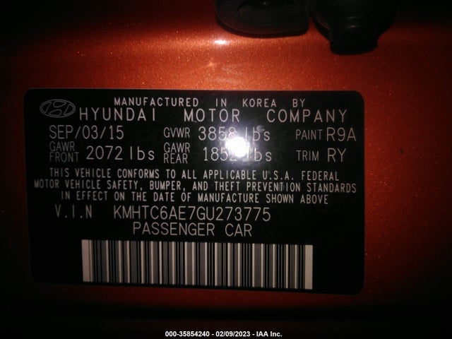 2016 Hyundai Veloster, VIN: KMHTC6AE7GU273775