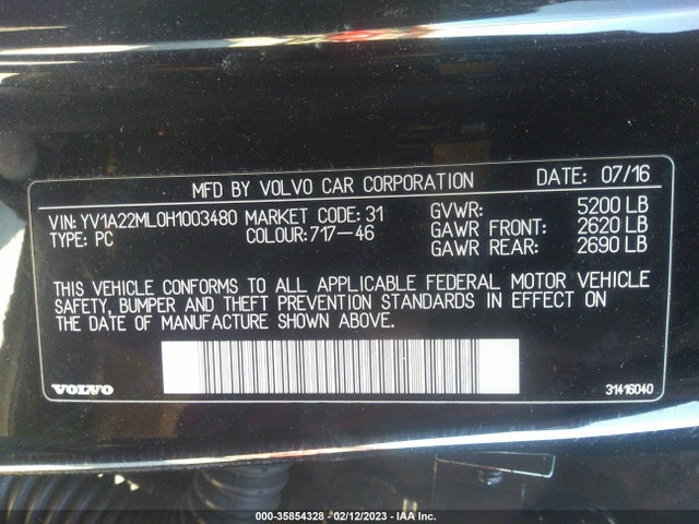 2017 Volvo S90, VIN: YV1A22ML0H1003480