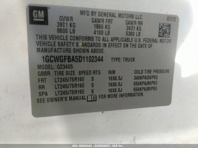 Chevrolet EXPRESS CARGO VAN 2013 1GCWGFBA5D1102344 Image 10