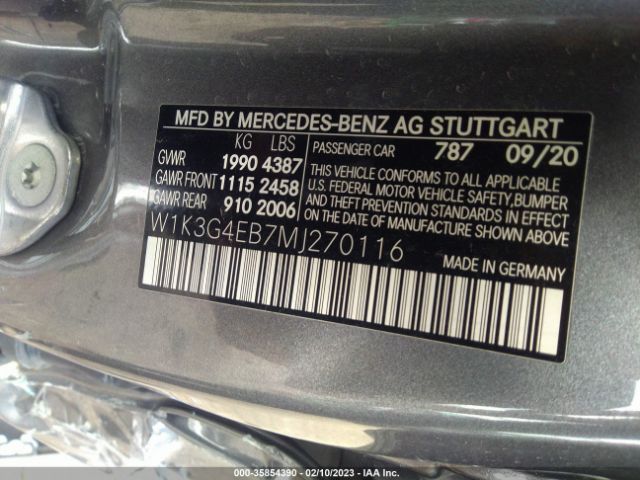W1K3G4EB7MJ270116 Mercedes-Benz A-class A 220