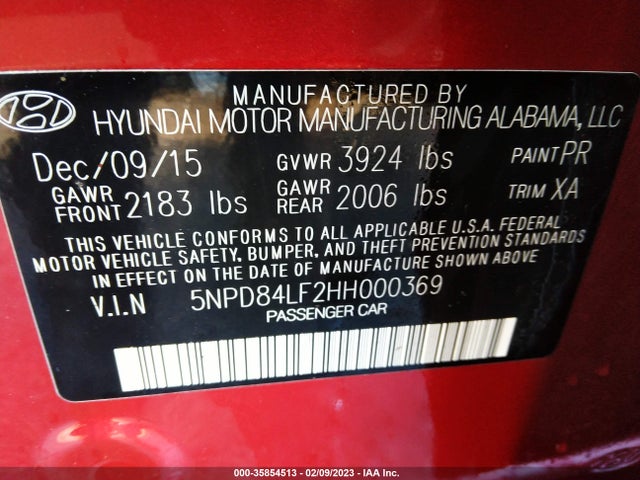 Hyundai ELANTRA SE 2017 5NPD84LF2HH000369 Image 9