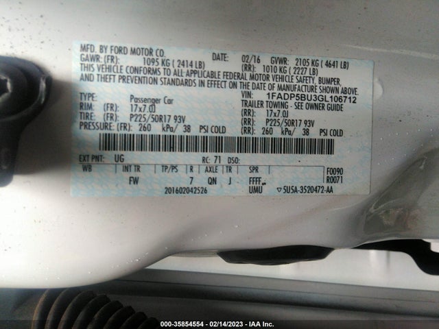 2016 Ford C-Max, VIN: 1FADP5BU3GL106712