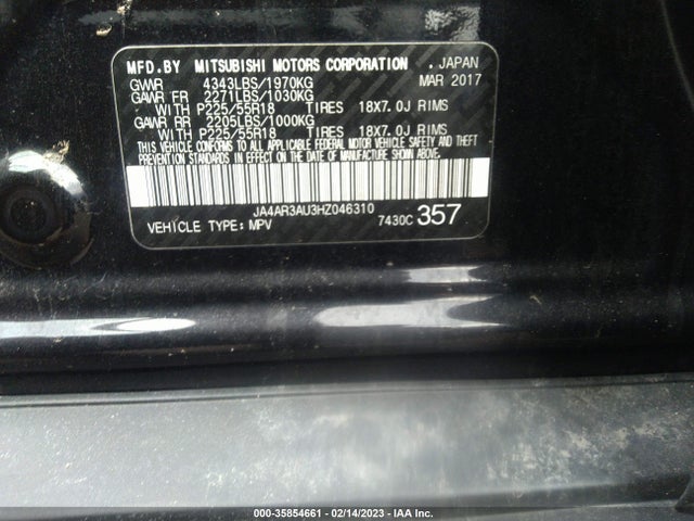 JA4AR3AU3HZ046310 Mitsubishi Outlander Sport 2.0