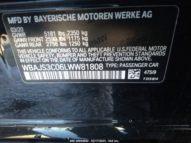 BMW 5 Series 540i Xdrive 2020 WBAJS3C06LWW81808 Image 9
