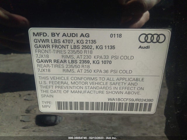 WA1BCCFS9JR024380 Audi Q3 Premium/sport Premium