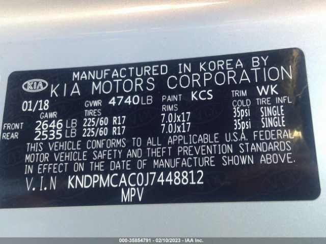 KNDPMCAC0J7448812 KIA Sportage Lx