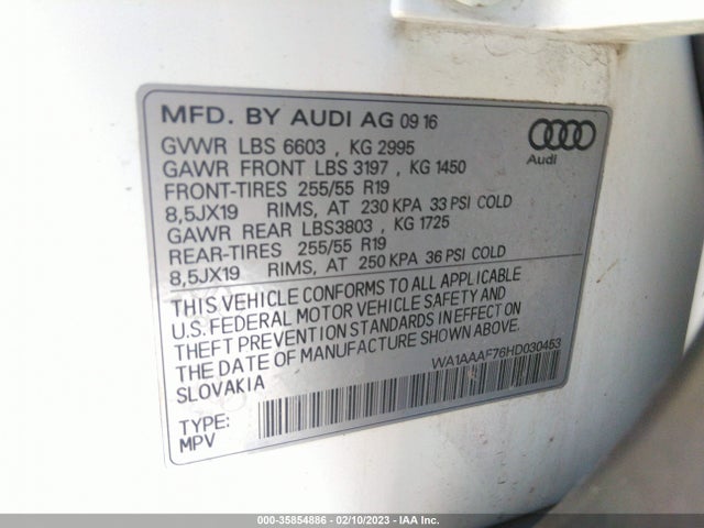 WA1AAAF76HD030453 Audi Q7 PREMIUM