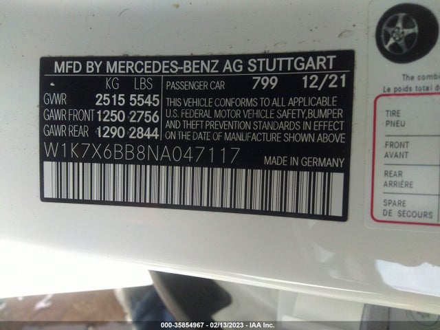 2022 Mercedes-Benz AMG GT, VIN: W1K7X6BB8NA047117