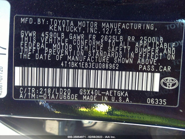 2014 Toyota Avalon, VIN: 4T1BK1EB3EU088962
