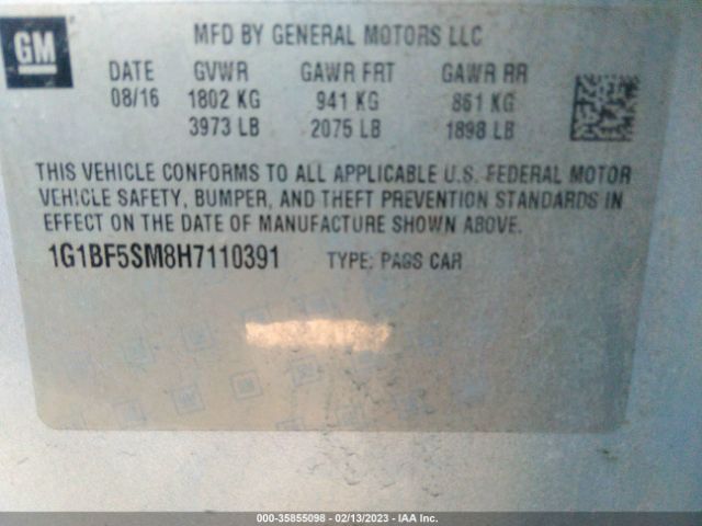 1G1BF5SM8H7110391 Chevrolet Cruze Premier Auto