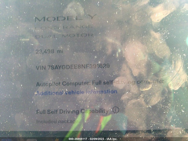 Tesla Model Y Long Range 2022 7SAYGDEE8NF391629 Image 9