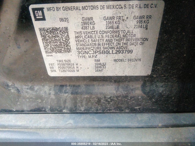 Chevrolet Trax Lt 2020 3GNCJPSB0LL293799 Image 9