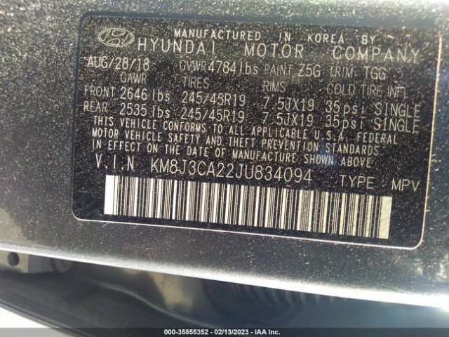 KM8J3CA22JU834094 Hyundai Tucson Value