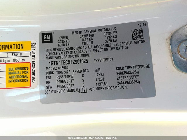 GMC SIERRA 1500 2015 1GTN1TECXFZ901825 Image 10