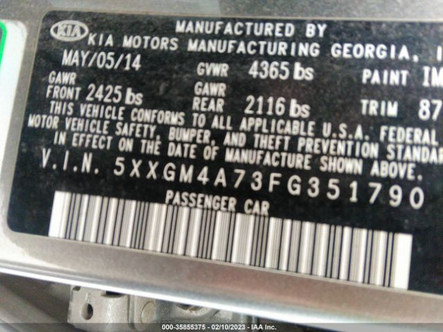 5XXGM4A73FG351790 KIA Optima Lx