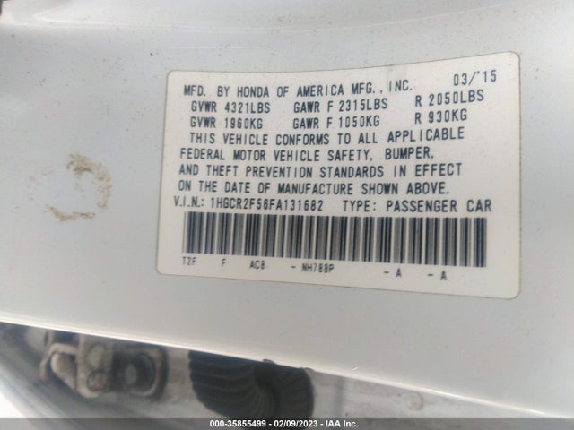 35855499 :رقم المزاد ، 1HGCR2F56FA131682 vin ، 2015 Honda Accord Sedan Sport مزاد بيع