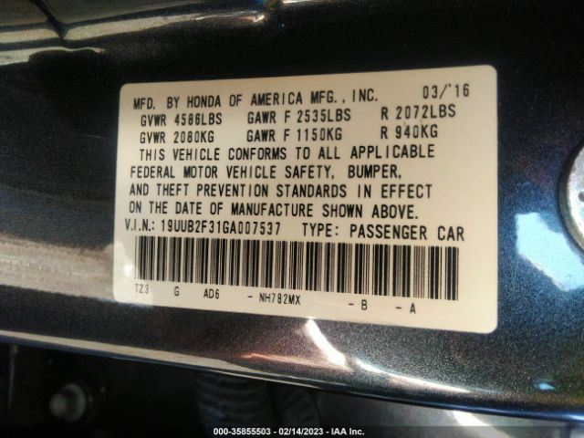 19UUB2F31GA007537 Acura Tlx V6