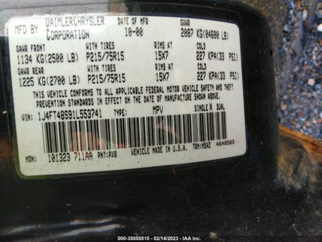 1J4FT48S91L553741 Jeep Cherokee Sport