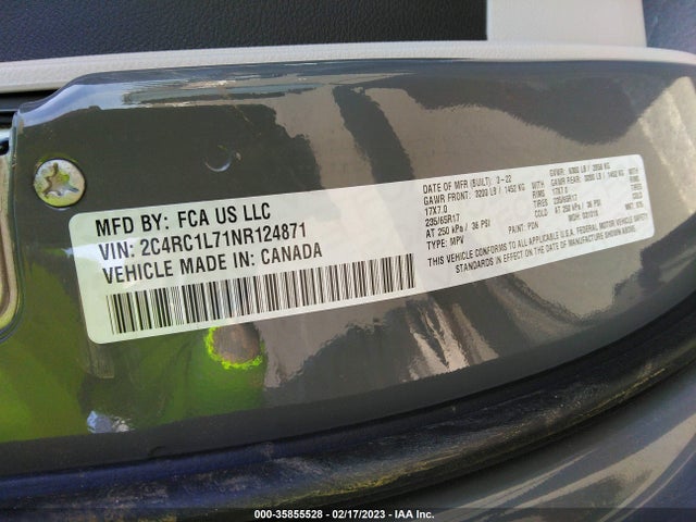 2022 Chrysler Pacifica Hybrid, VIN: 2C4RC1L71NR124871
