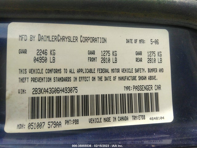Dodge CHARGER 2006 2B3KA43G06H493075 Image 10