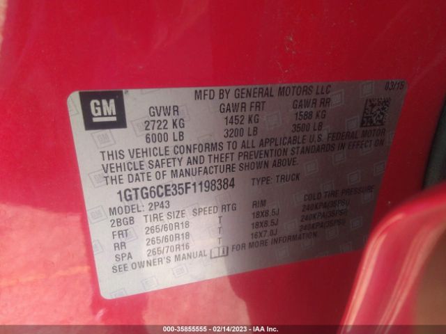 1GTG6CE35F1198384 GMC Canyon 4wd Slt